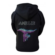 Girl’s Personalised Rhinestone Gymnastics Zip Up Hoodie